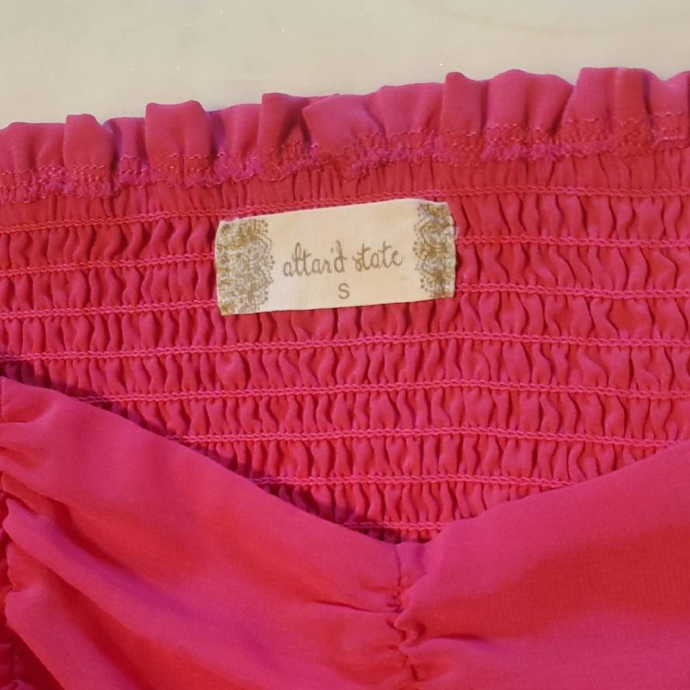 Altar'd State Fuchsia Ruched Blouse - Picture 3 of 6